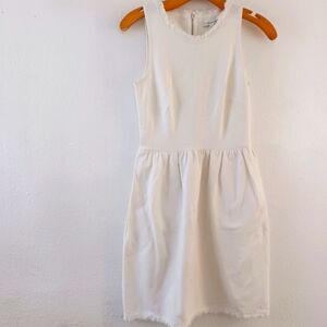 Madewell Fringed Afternoon Dress Sleeveless White Cotton Blend Fit and Flare XS